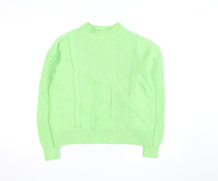 Marks and Spencer Women's Green Cable-Knit Cotton Jumper Medium