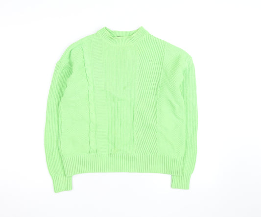 Marks and Spencer Women's Green Cable-Knit Cotton Jumper Medium