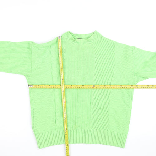 Marks and Spencer Women's Green Cable-Knit Cotton Jumper Medium