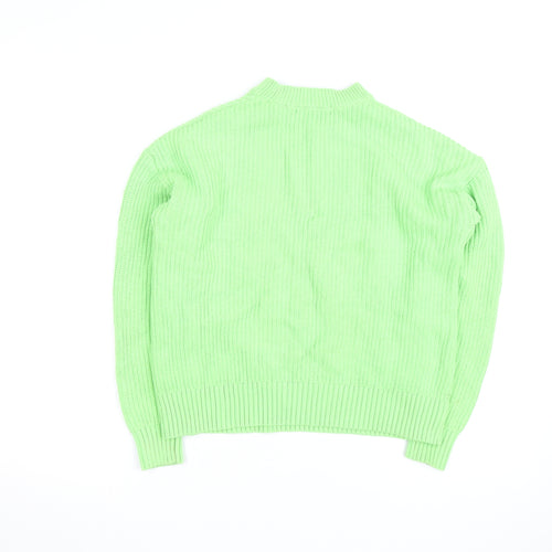 Marks and Spencer Women's Green Cable-Knit Cotton Jumper Medium