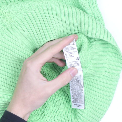 Marks and Spencer Women's Green Cable-Knit Cotton Jumper Medium