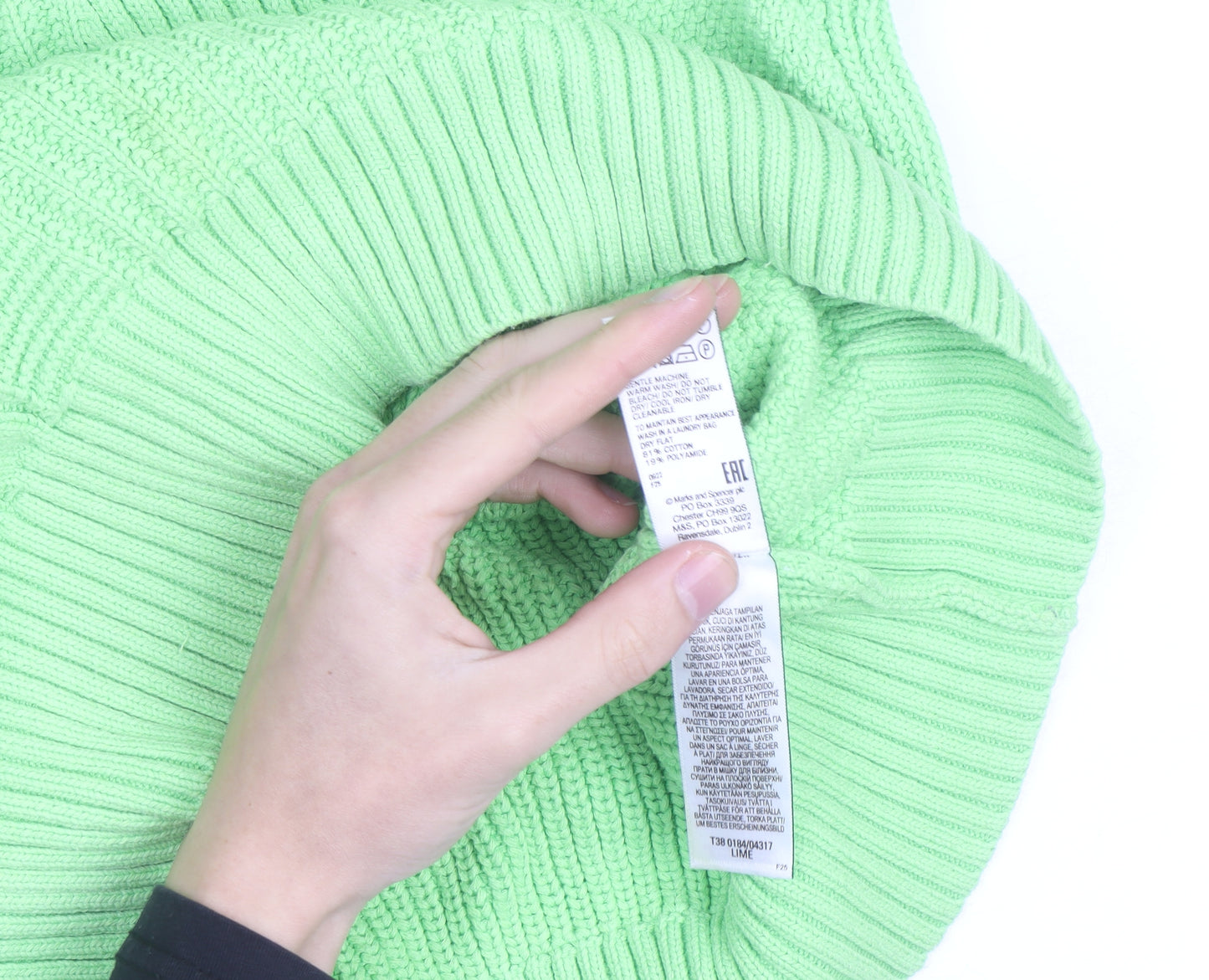 Marks and Spencer Women's Green Cable-Knit Cotton Jumper Medium