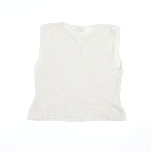 Wallis Women Beige Sleeveless Knit Floral Jumper Size 16