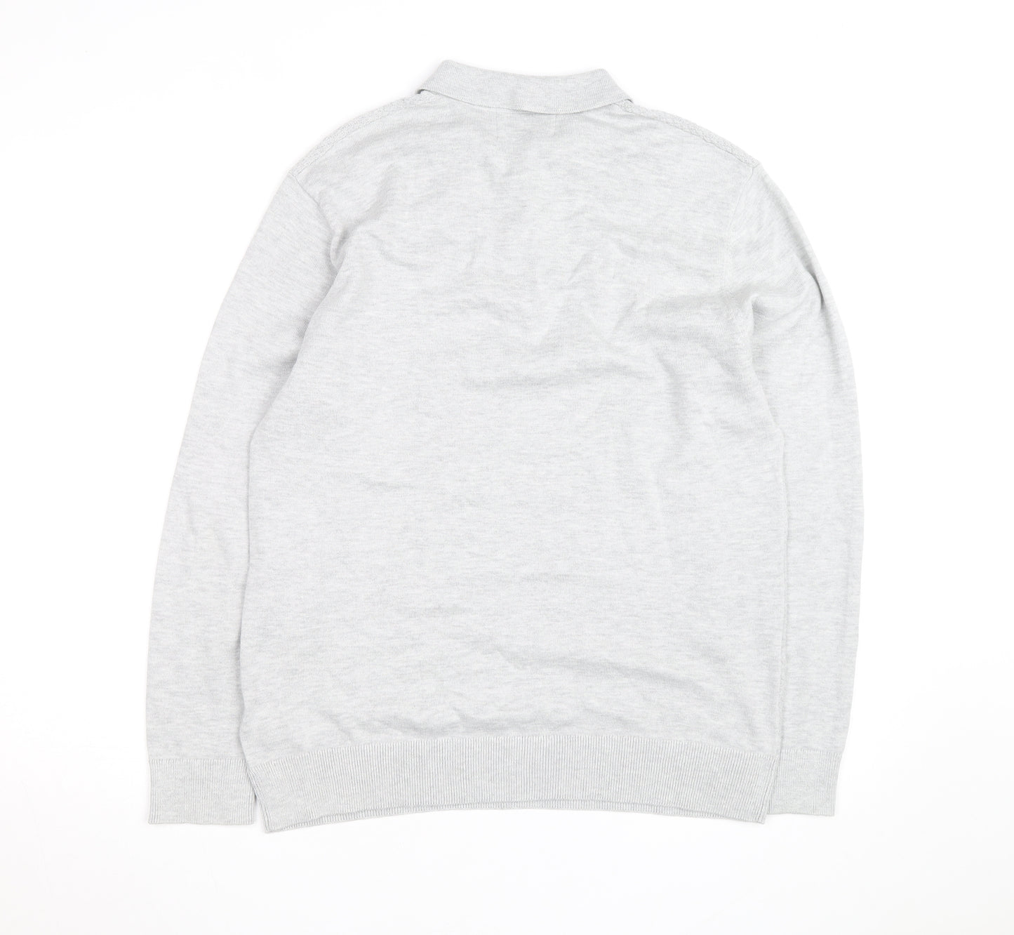 Next Men’s Grey Cotton Blend Long Sleeve Collared Polo Jumper M