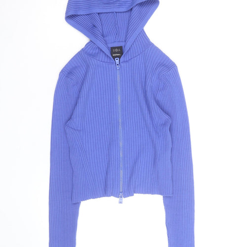 Iets Frans Women’s Blue Full Zip Ribbed Hoodie Size M