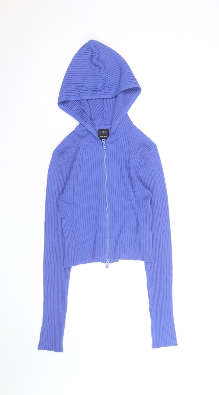 Iets Frans Women’s Blue Full Zip Ribbed Hoodie Size M