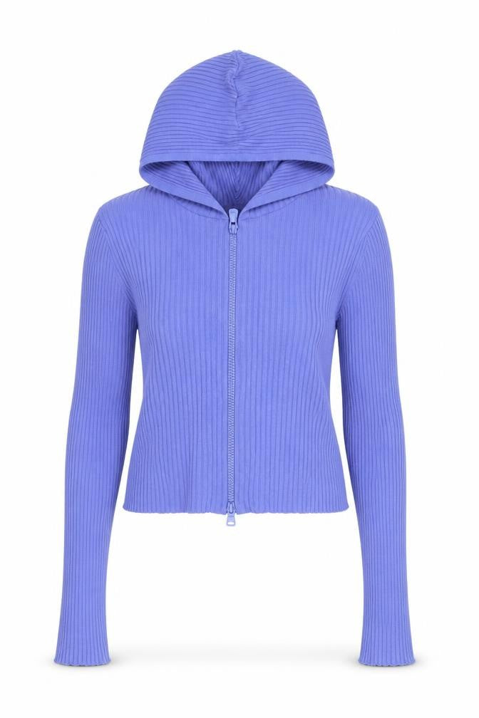 Iets Frans Women’s Blue Full Zip Ribbed Hoodie Size M
