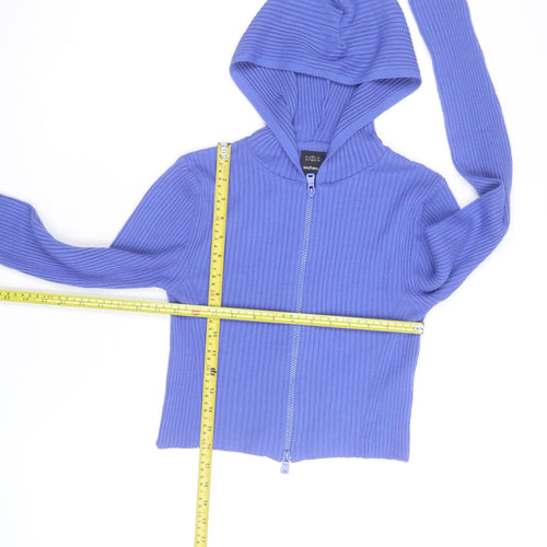 Iets Frans Women’s Blue Full Zip Ribbed Hoodie Size M