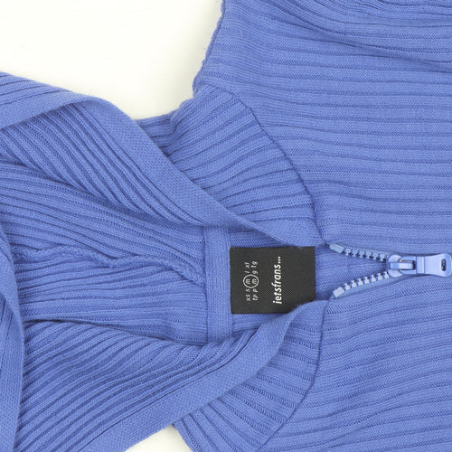 Iets Frans Women’s Blue Full Zip Ribbed Hoodie Size M