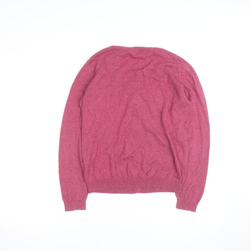 Fat Face Women Pink Size 12 Crew Neck Long Sleeve Cardigan