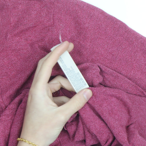 Fat Face Women Pink Size 12 Crew Neck Long Sleeve Cardigan