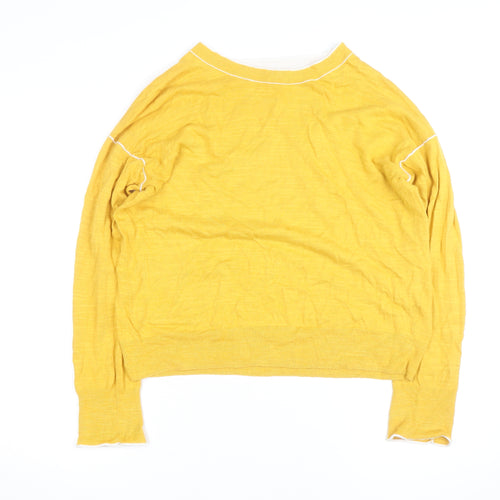 Jigsaw Women's Yellow Cotton Cashmere Pullover Jumper Size S