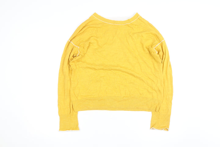 Jigsaw Women's Yellow Cotton Cashmere Pullover Jumper Size S