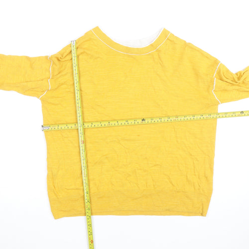 Jigsaw Women's Yellow Cotton Cashmere Pullover Jumper Size S