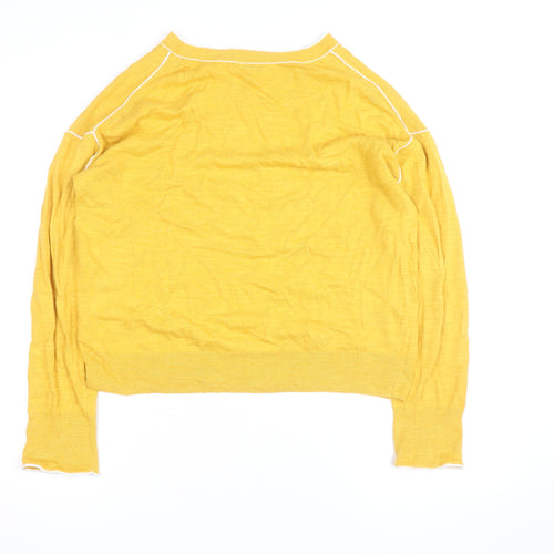 Jigsaw Women's Yellow Cotton Cashmere Pullover Jumper Size S