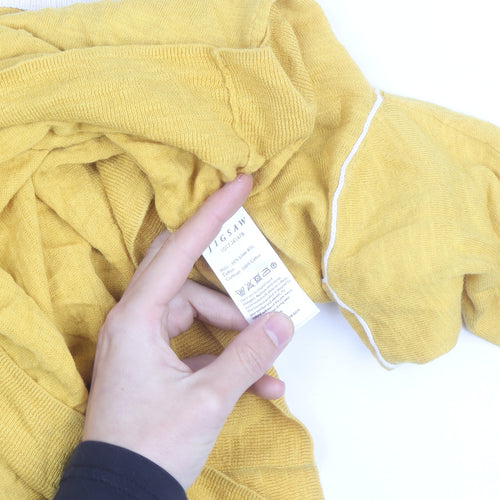 Jigsaw Women's Yellow Cotton Cashmere Pullover Jumper Size S