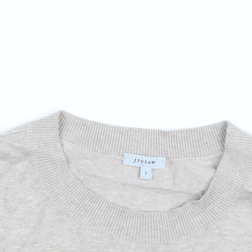 Jigsaw Men's Beige Crew Neck Knit Jumper Size S Lightweight Classic