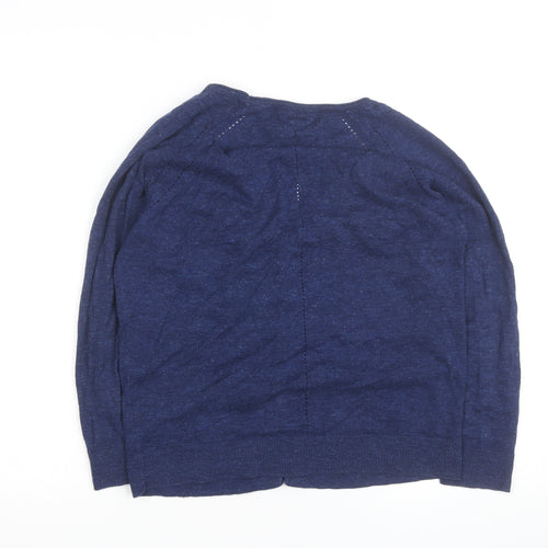 Fat Face Women's Blue Linen Cotton V-Neck Cardigan Size 12