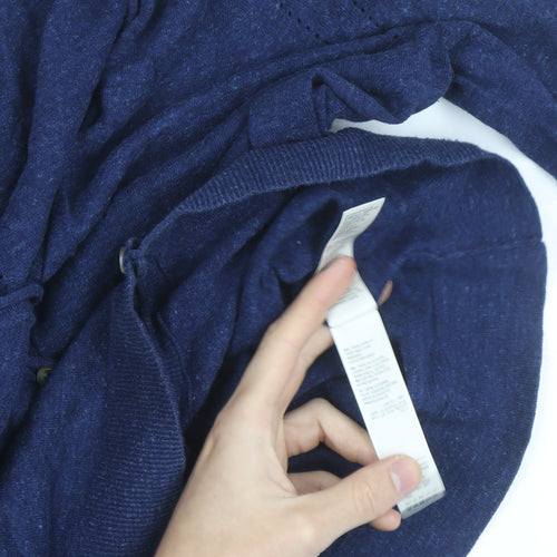 Fat Face Women's Blue Linen Cotton V-Neck Cardigan Size 12