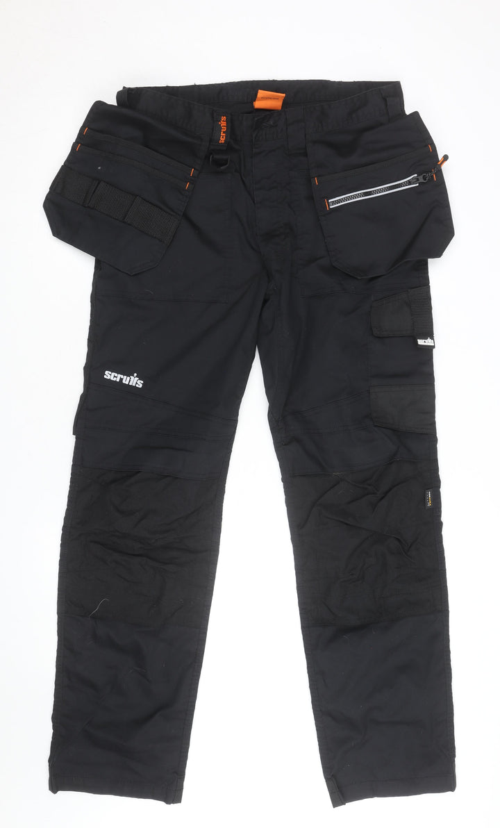 Scruffs Men's Black 34R Cargo Workwear Trousers