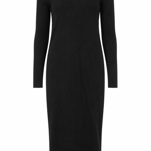 New Look Women’s Black Size 12 V-Neck Ribbed Bodycon Midi Dress