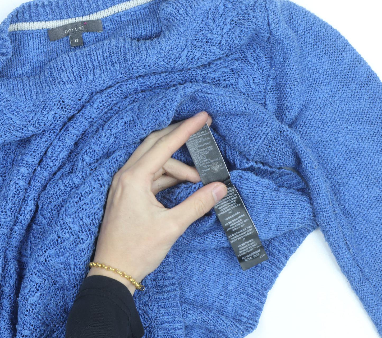 Marks and Spencer Per Una Blue Textured Knit Women’s Jumper Size 12