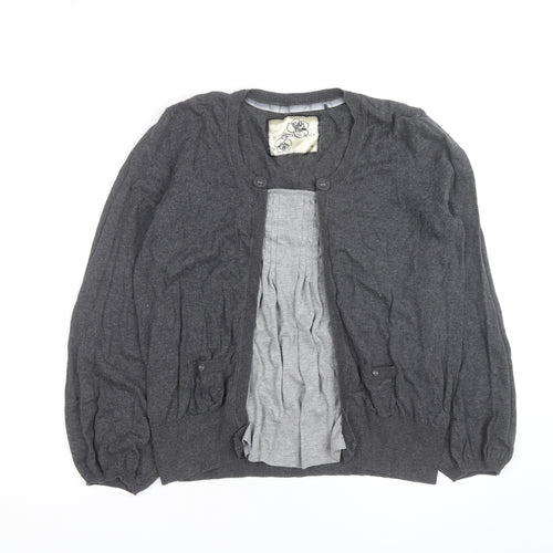 Betty Jackson Black Womens Grey Cardigan Size 18 Wool Blend
