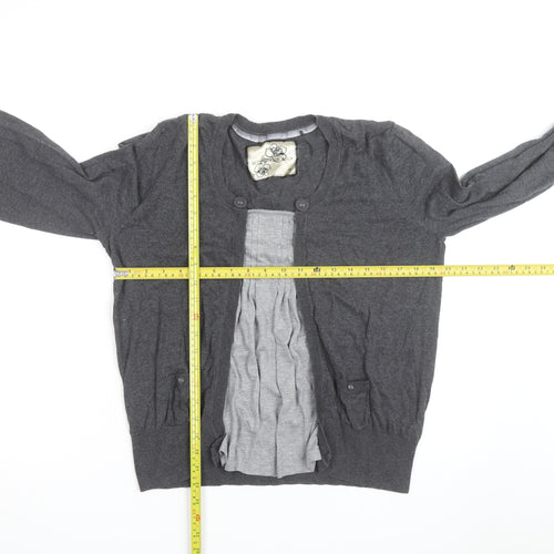 Betty Jackson Black Womens Grey Cardigan Size 18 Wool Blend