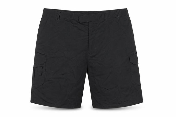 Front view of Benchmark Men's Black Cargo Workwear Shorts, size 50, Regular Fit