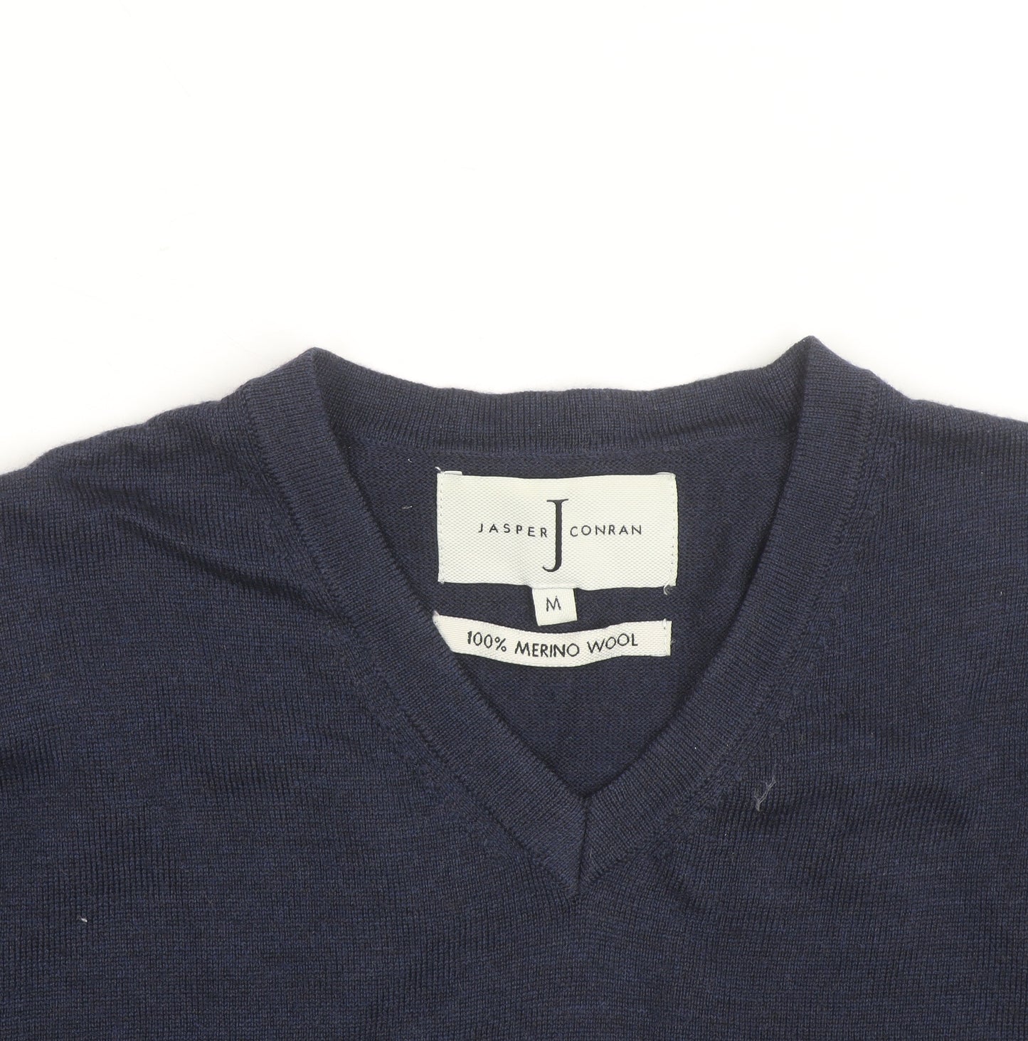 Jasper Conran Men's Blue Merino Wool V-Neck Jumper M