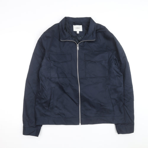 Marks and Spencer Men's Blue Full Zip Bomber Jacket L Regular