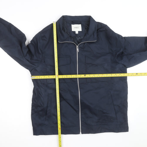 Marks and Spencer Men's Blue Full Zip Bomber Jacket L Regular