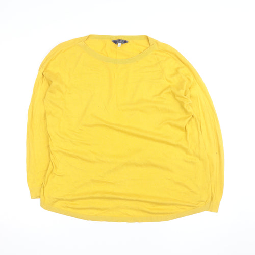 Joules Women Yellow Cotton Crew Neck Long Sleeve Jumper Size 12