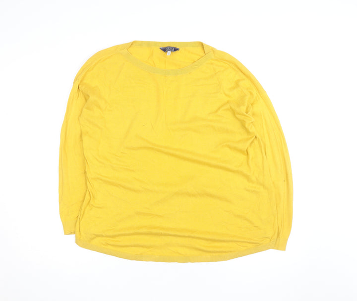 Joules Women Yellow Cotton Crew Neck Long Sleeve Jumper Size 12