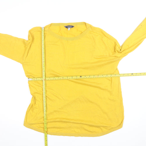Joules Women Yellow Cotton Crew Neck Long Sleeve Jumper Size 12