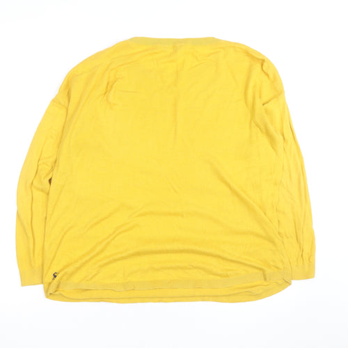 Joules Women Yellow Cotton Crew Neck Long Sleeve Jumper Size 12
