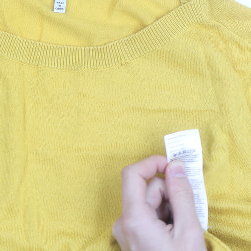 Joules Women Yellow Cotton Crew Neck Long Sleeve Jumper Size 12