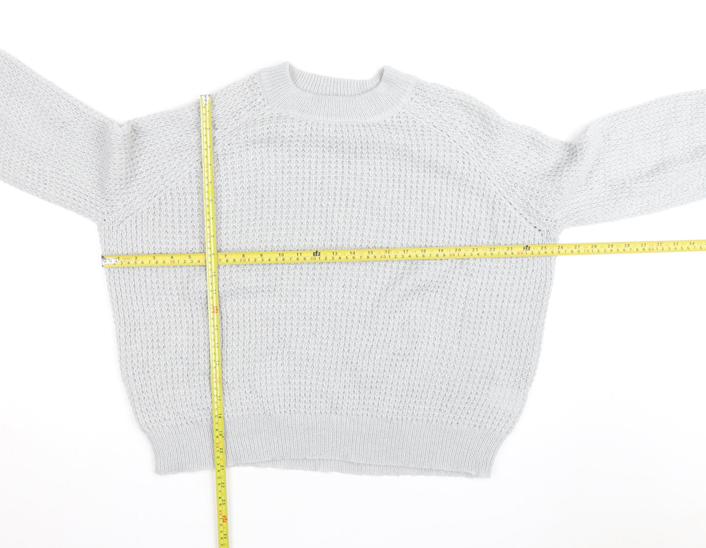 Oliver Bonas Women’s Grey Chunky-Knit Wool Blend Jumper Size 14