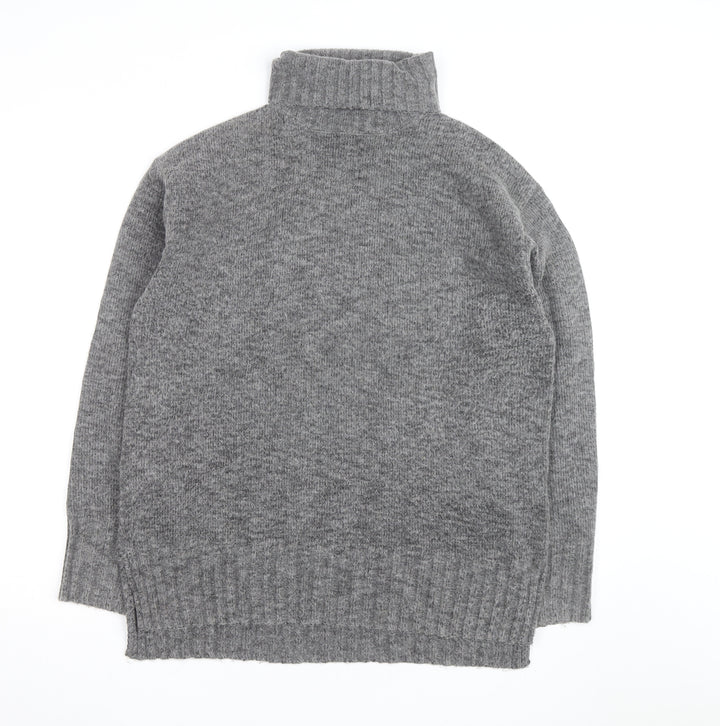 Threadbare Women's Grey Roll Neck Chunky Knit Jumper Size 12