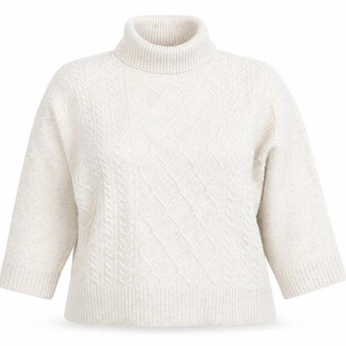 Barbour Women’s Beige Wool Alpaca Roll Neck Cable Knit Jumper L