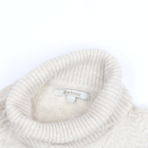 Barbour Women’s Beige Wool Alpaca Roll Neck Cable Knit Jumper L