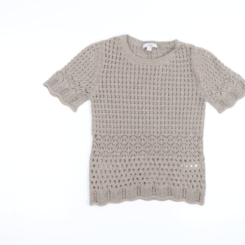 Marks and Spencer Women’s Beige XS Open-Knit Cotton Jumper