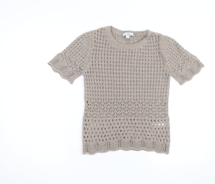 Marks and Spencer Women’s Beige XS Open-Knit Cotton Jumper