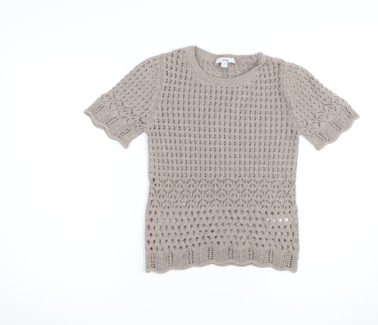 Marks and Spencer Women’s Beige XS Open-Knit Cotton Jumper