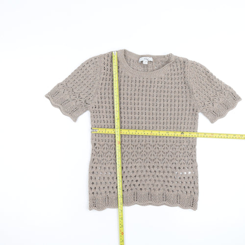 Marks and Spencer Women’s Beige XS Open-Knit Cotton Jumper