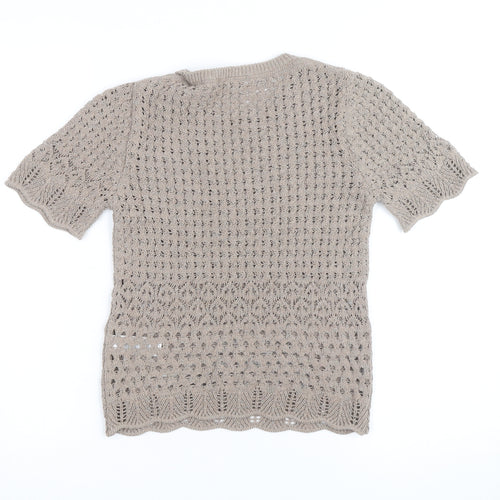 Marks and Spencer Women’s Beige XS Open-Knit Cotton Jumper