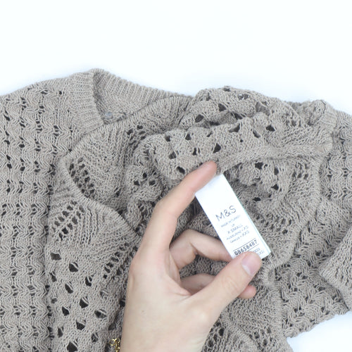 Marks and Spencer Women’s Beige XS Open-Knit Cotton Jumper