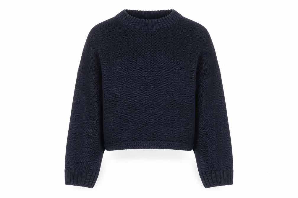 Front view of River Island Men’s Black Chunky Knit jumper, size S