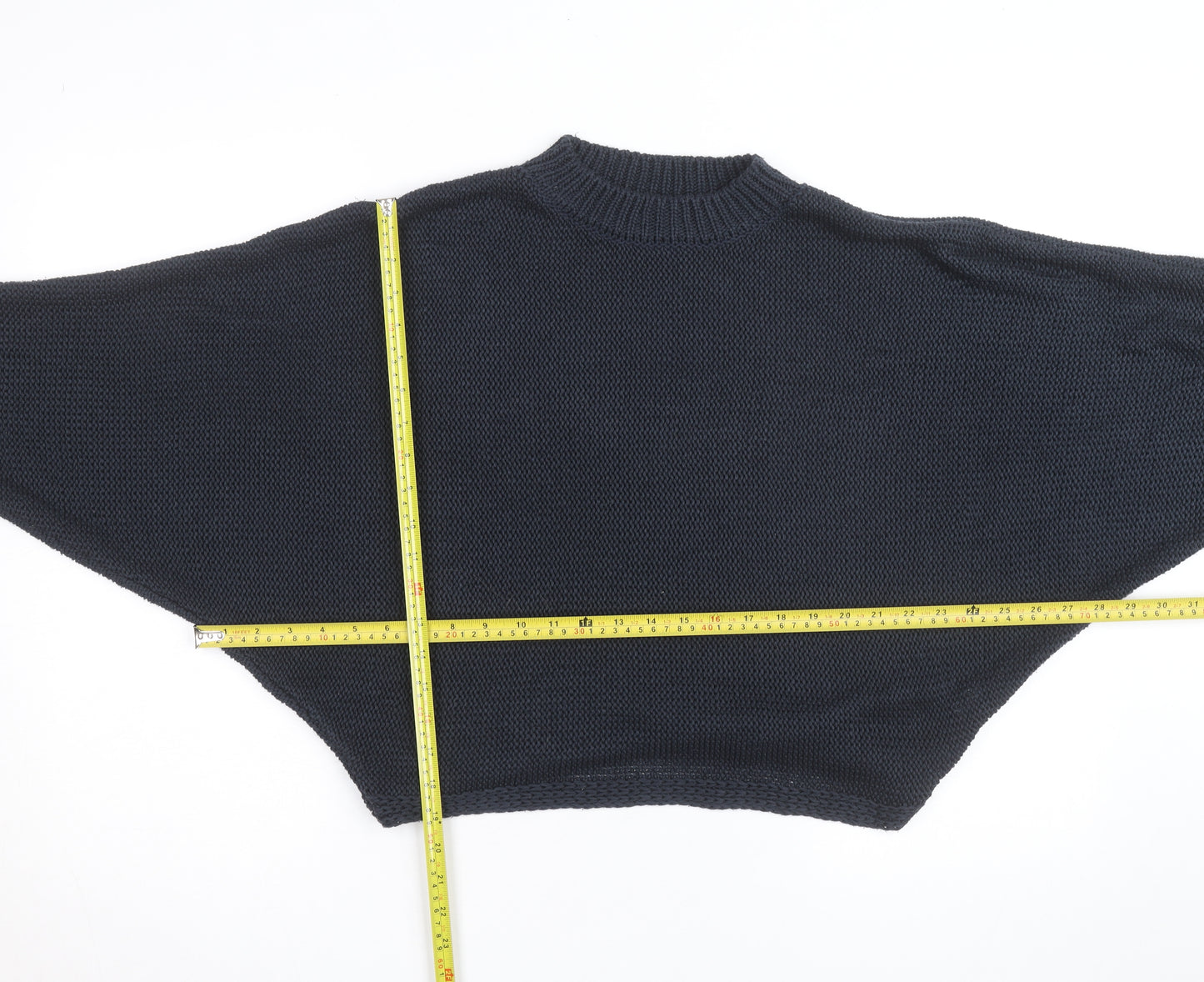 River Island Men’s Black Chunky Knit Pullover Jumper Size S