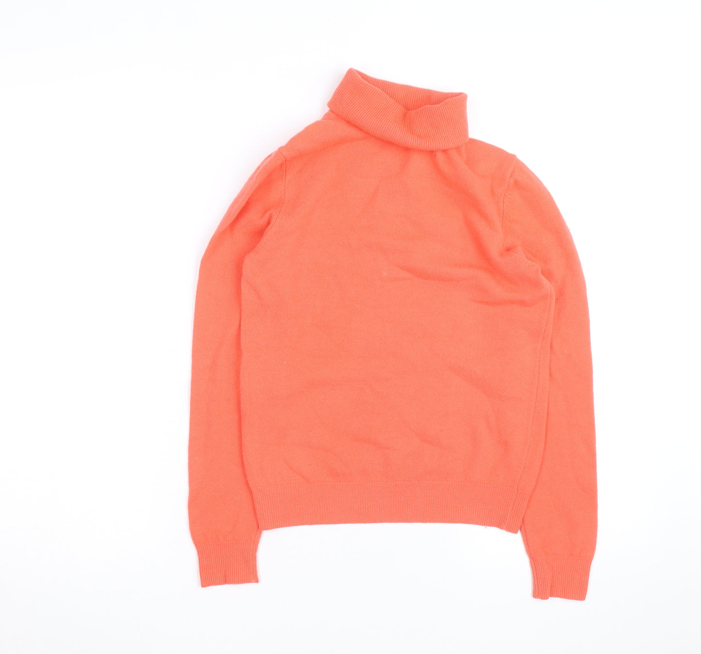 United Colors of Benetton Womens Orange Wool Roll Neck Jumper S